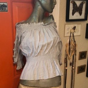 Off the shoulder scrunch waist/sleeve shirt